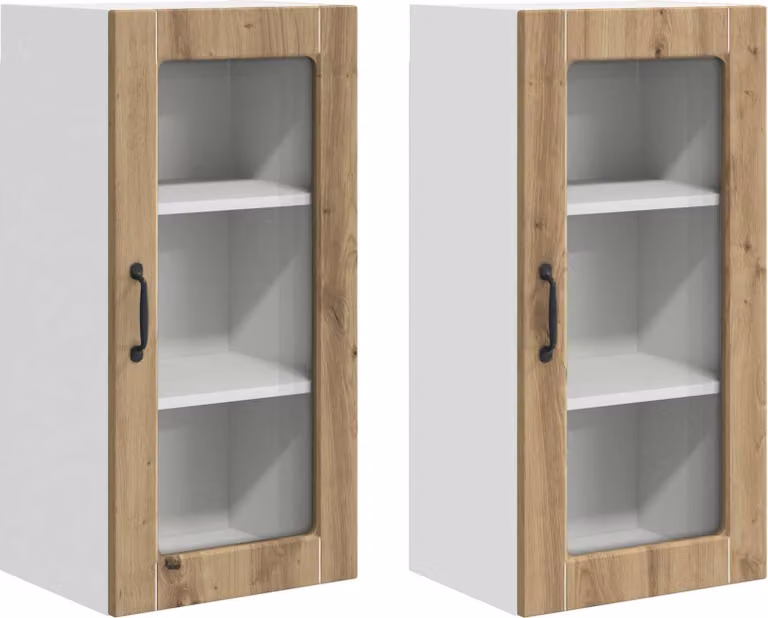 Mobile in vetro da parete LUCCA 2 pcs Rovere Artigianale
