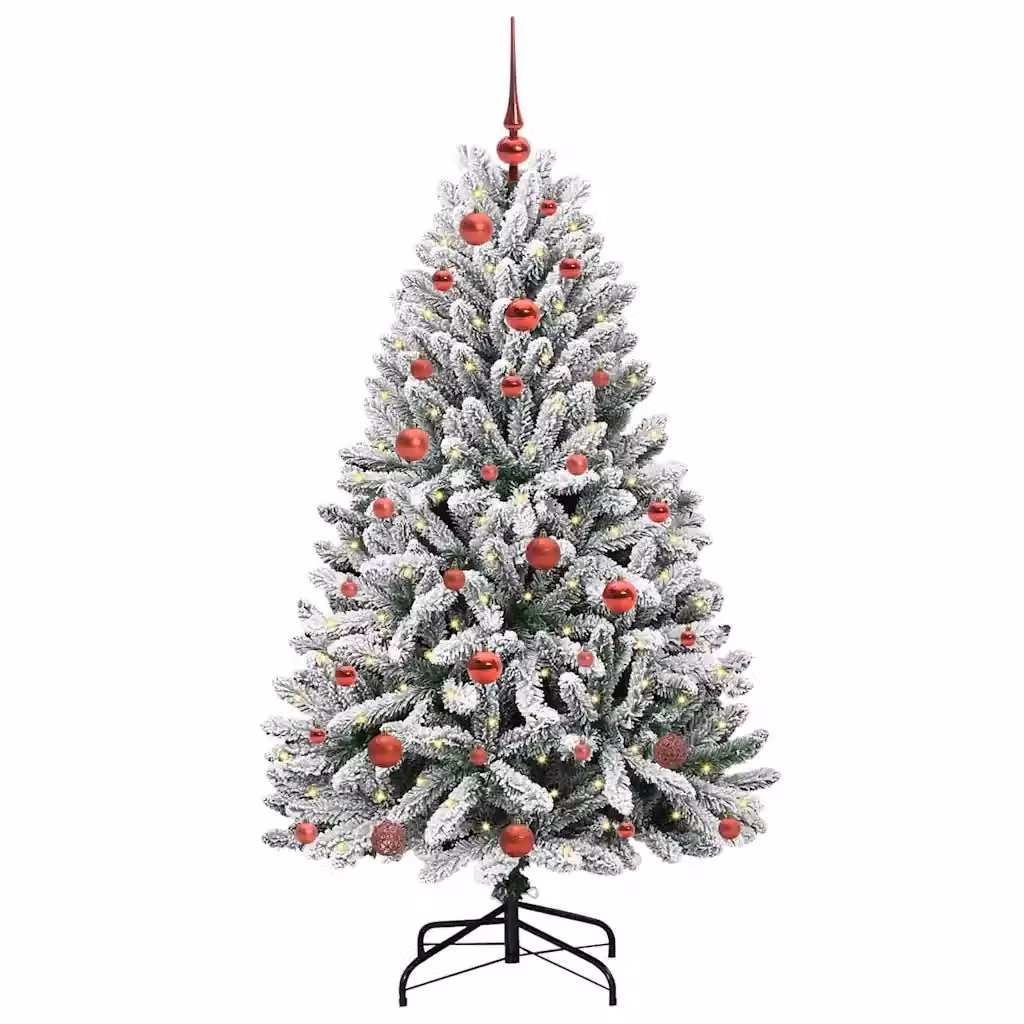 Albero di Natale artificiale moderno vidaXL con 150 LED bianco caldo, colore verde e bianco, Altezza: 150 cm – 2