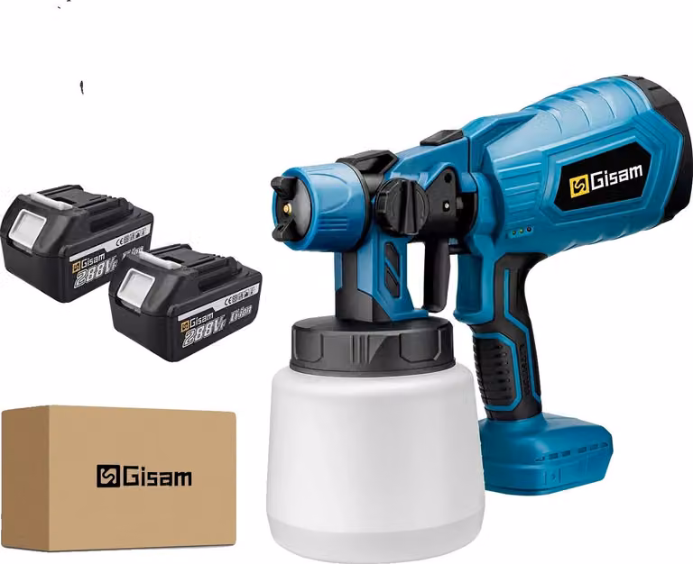 Pistola a spruzzo elettrica, design a batteria, alta efficienza, 2 batterie grandi Blu