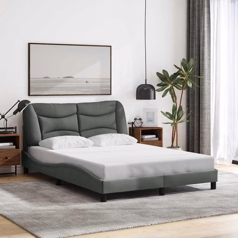 vidaXL Giroletto Hvar senza Materasso in Tessuto Grigio L/P/H: 200 x 140 x 74,5 cm