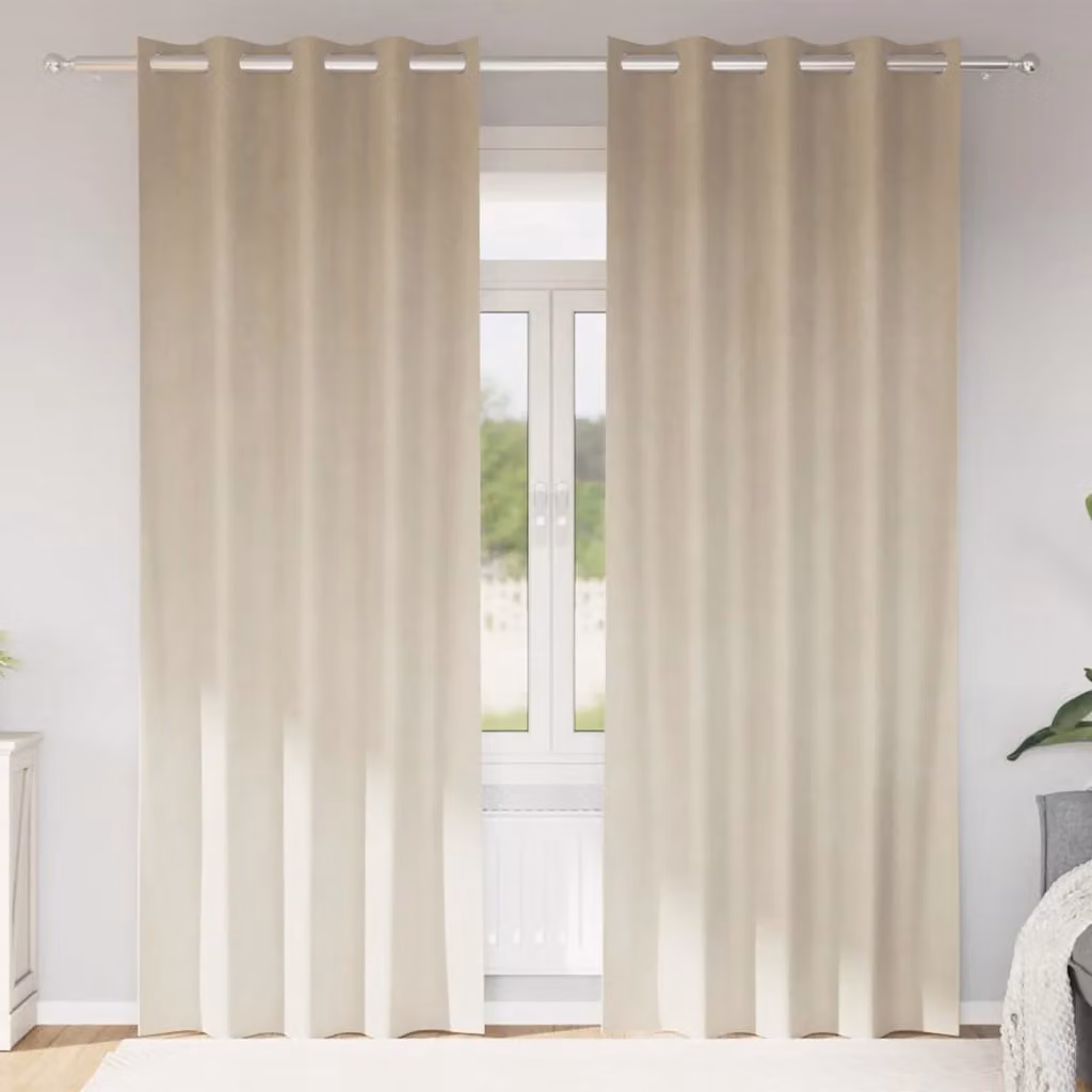 Set di 2 tende oscuranti in velluto vidaXL, colore beige, L: 140 cm x H: 225 cm