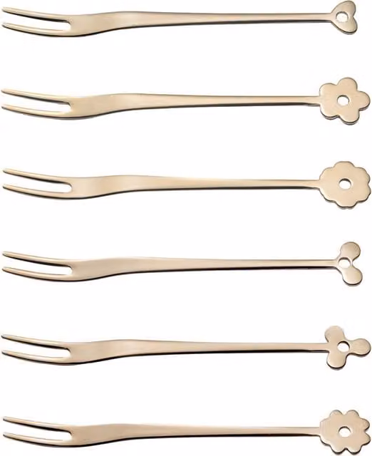 Set di 6 forchettine da aperitivo Eme in metallo color oro lucido