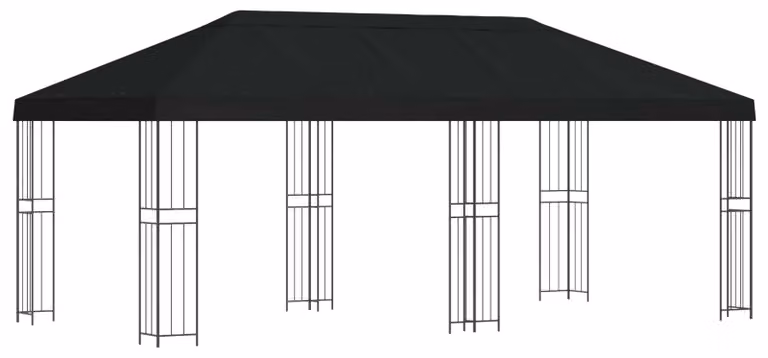 Gazebo con pareti laterali 6 x 3 m Nero Poliestere e Acciaio