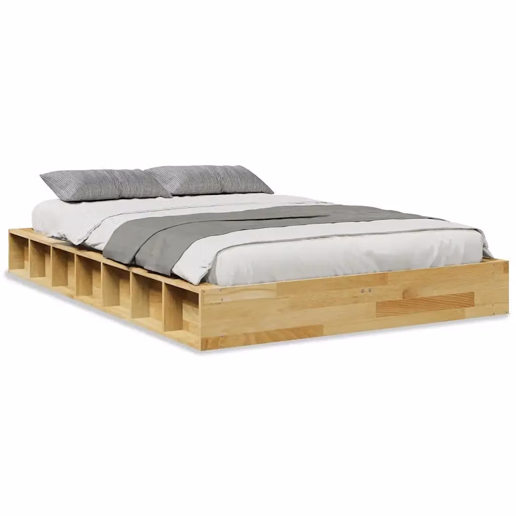 Struttura Letto in Legno Massiccio vidaXL con Compartimenti Laterali e Doghe Fisse, Rovere, L/P/H: 120 x 200 x 138 cm – 2