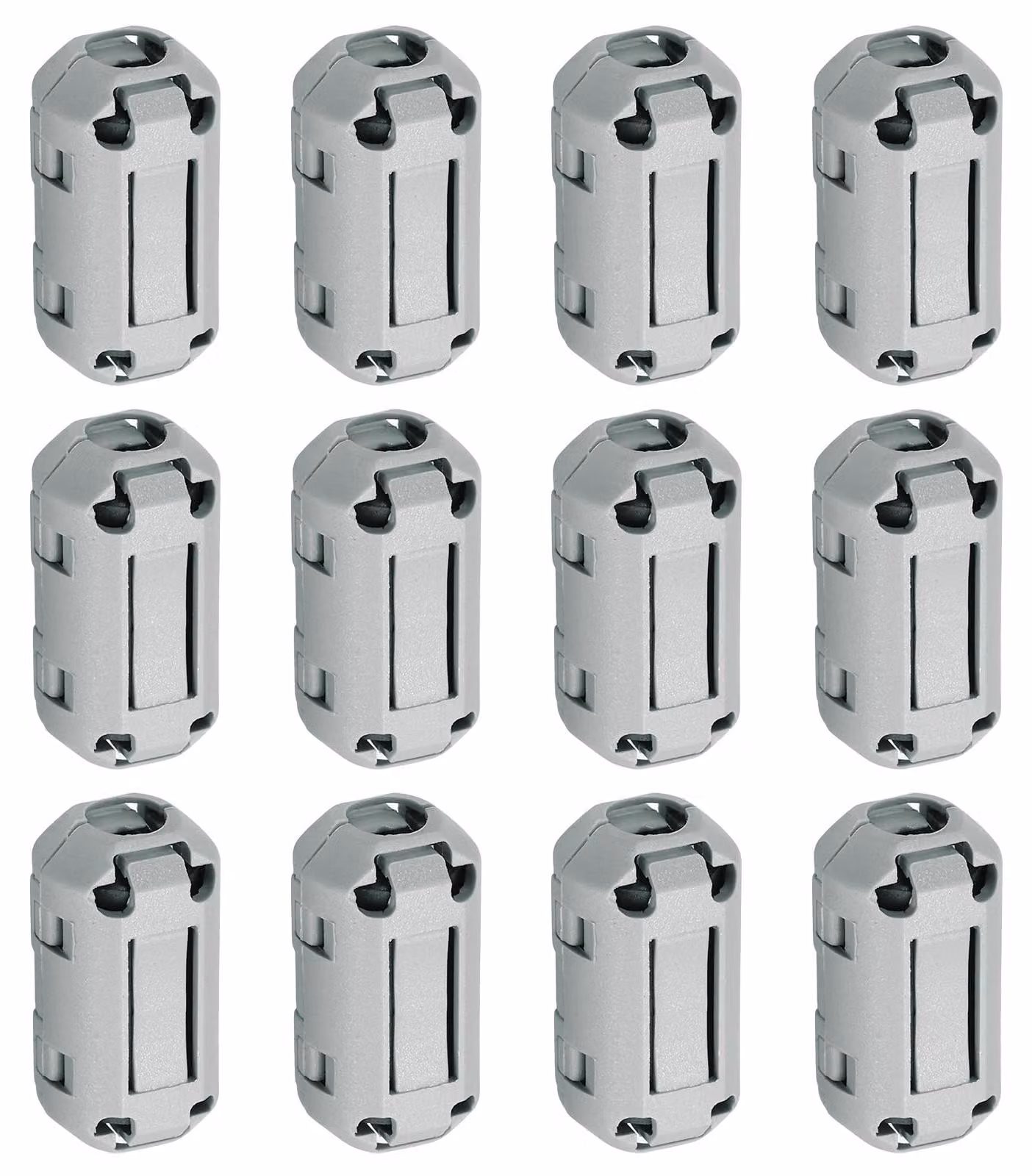 Anelli filtranti in ferrite, confezione da 12 pezzi con clip, 7 mm, colore grigio
