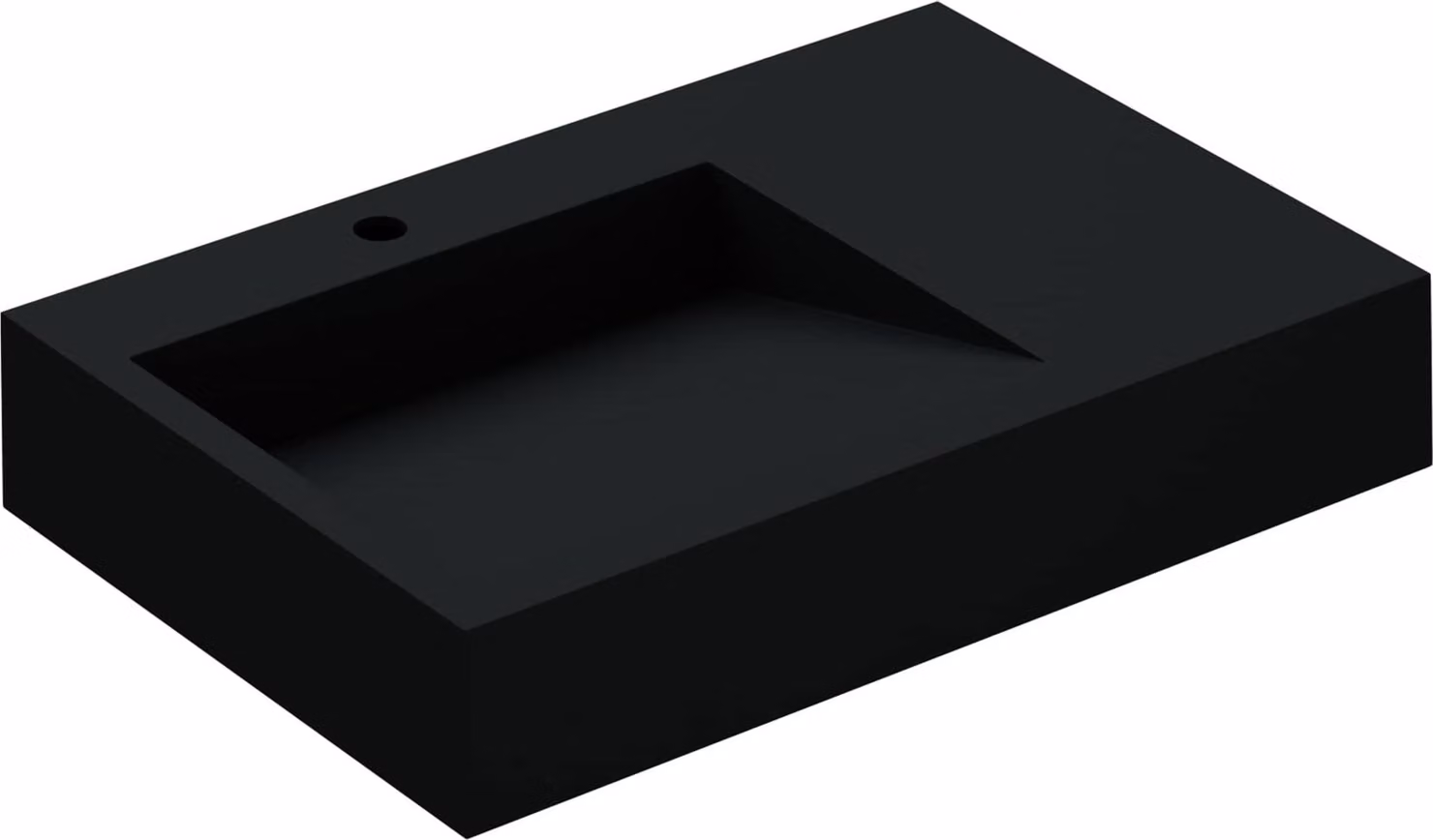 doporro Lavabo da Appoggio Rettangolare, Lavabo Sospeso con Foro Rubinetto in Marmo Resina Antracite Opaco 75x50x13cm, Lavandino Bagno Colossum11-750