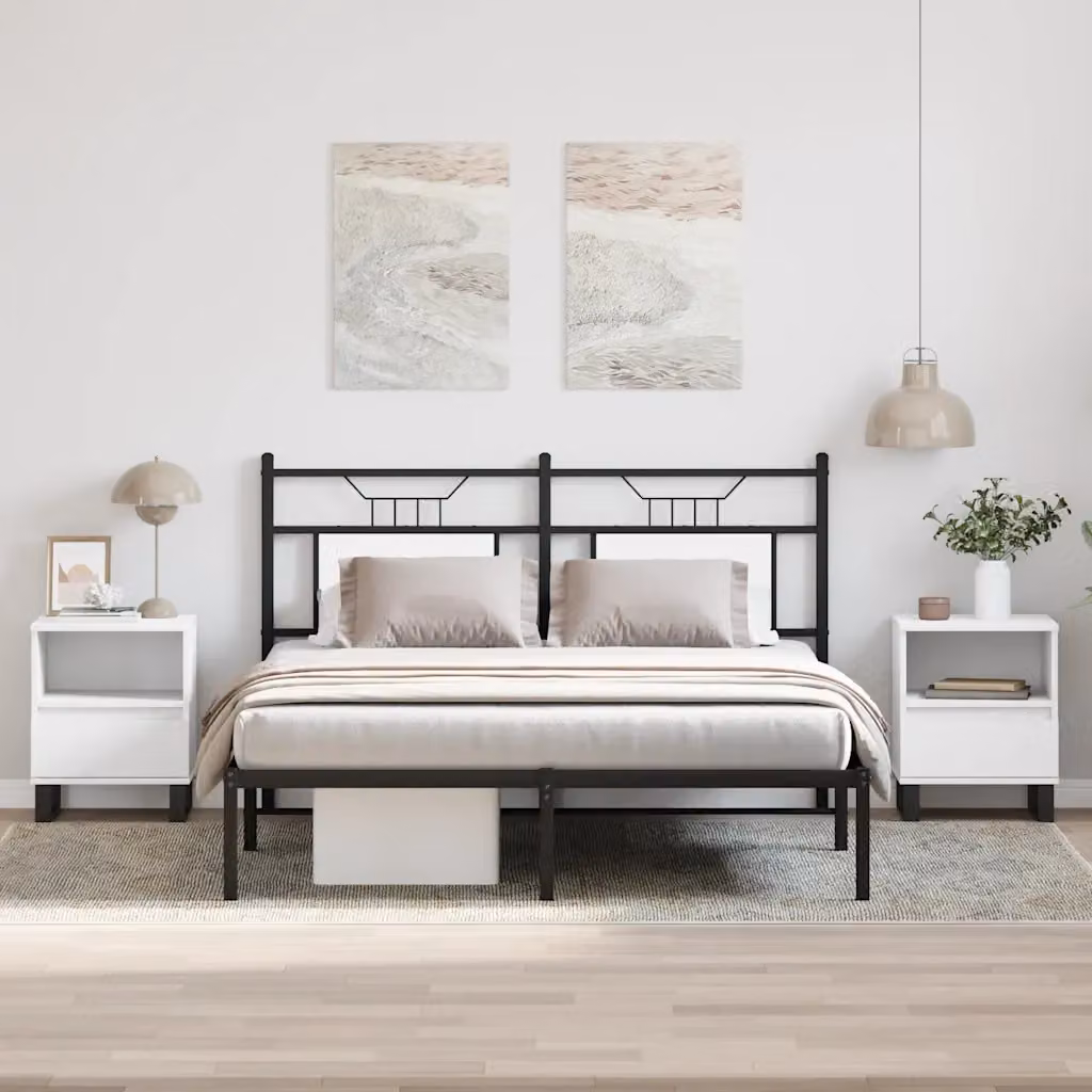 Set di 2 comodini sospesi vidaXL bianchi in legno e metallo per camera da letto L/P/H: 40 x 35 x 50 cm