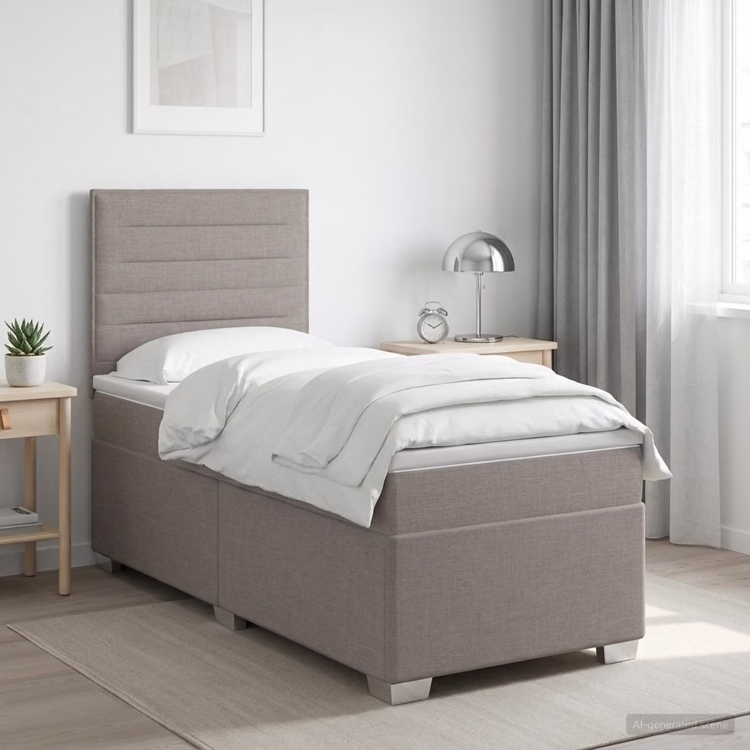 Letto box spring con materasso vidaXL in tessuto Tortora L/P: 90 x 200 cm