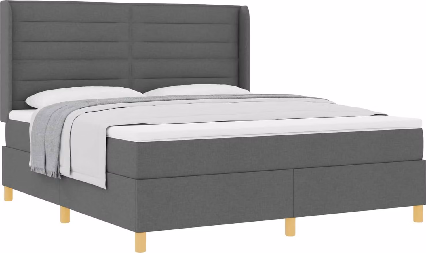 Letto a molle con materasso Grigio scuro 180 x 200 cm Tessuto