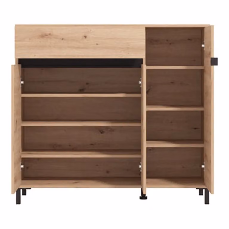 Scarpiera Orotelli DMORA con Cassetto e Ante, Marrone Rovere Nodi, L: 118.5 cm, P: 40 cm, H: 109.5 cm