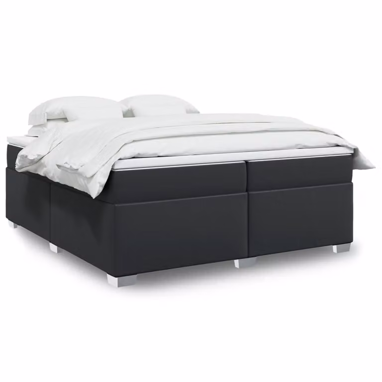 vidaXL Giroletto a Molle con Materasso Ibrido in Similpelle Nero 200x200 cm