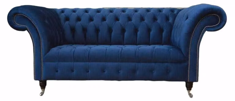 Englische Chesterfield Büro Sitzmöbel Einrichtung Sofa Couch 2 Sitz Royalblau