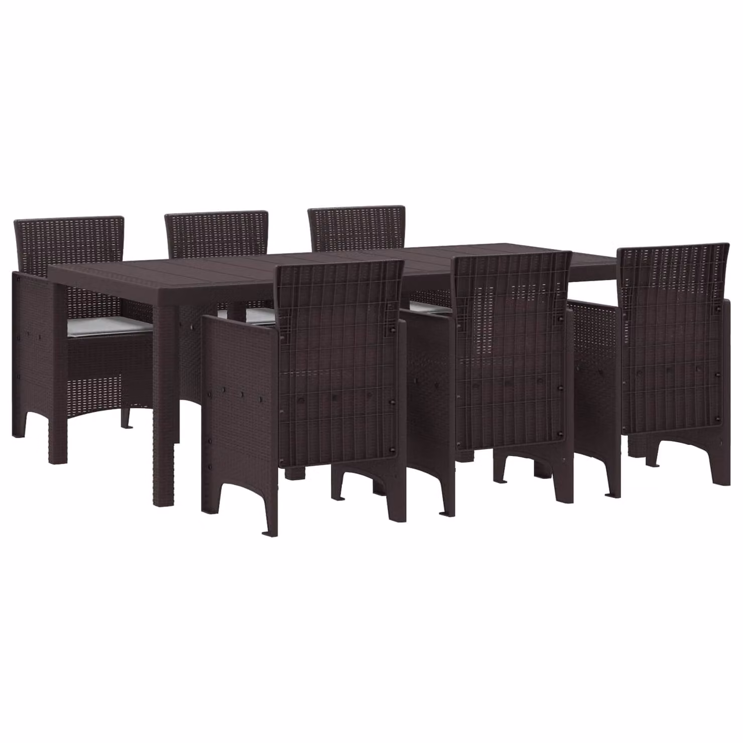 vidaXL Set da Pranzo per Giardino 7 pz Marrone Polipropilene