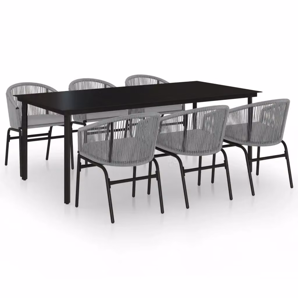 Set da pranzo da giardino moderno vidaXL in acciaio antracite e vetro con 7 pezzi – 2