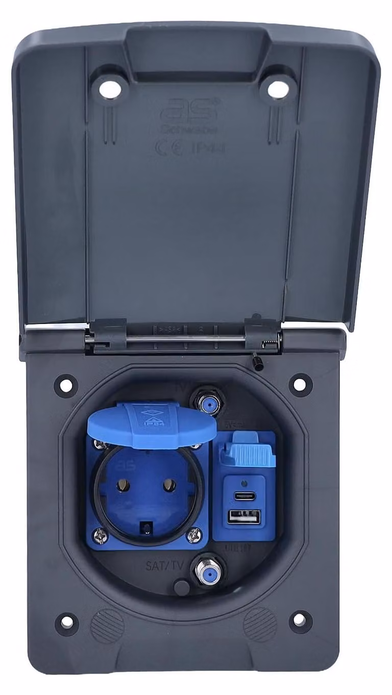 presa per tenda da campeggio per caravan Schwabe, con porte USB-C e USB-A