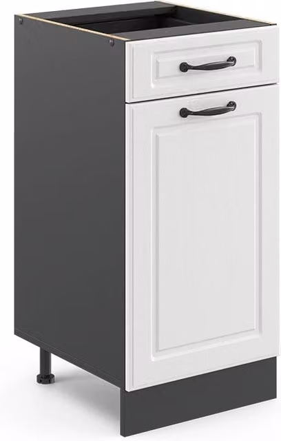Mobiletto base per cucina Vicco R-Line Bianco rustico e Antracite con ante a battente e L/P/H: 40 x 46 x 81,6 cm