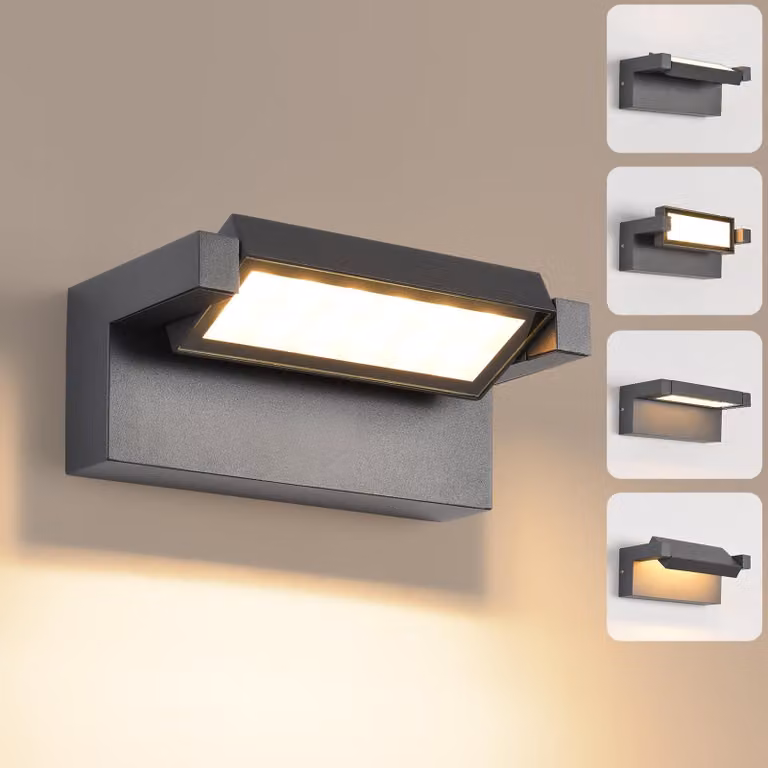 Lampada a LED da parete, 22W, grado di protezione IP65, 3000K (bianco caldo), orientabile, colore grigio scuro