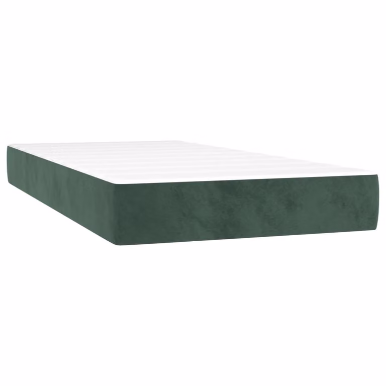 Materasso a Molle Insacchettate Rigidità Media Verde Scuro 120x190x20 cm in Velluto