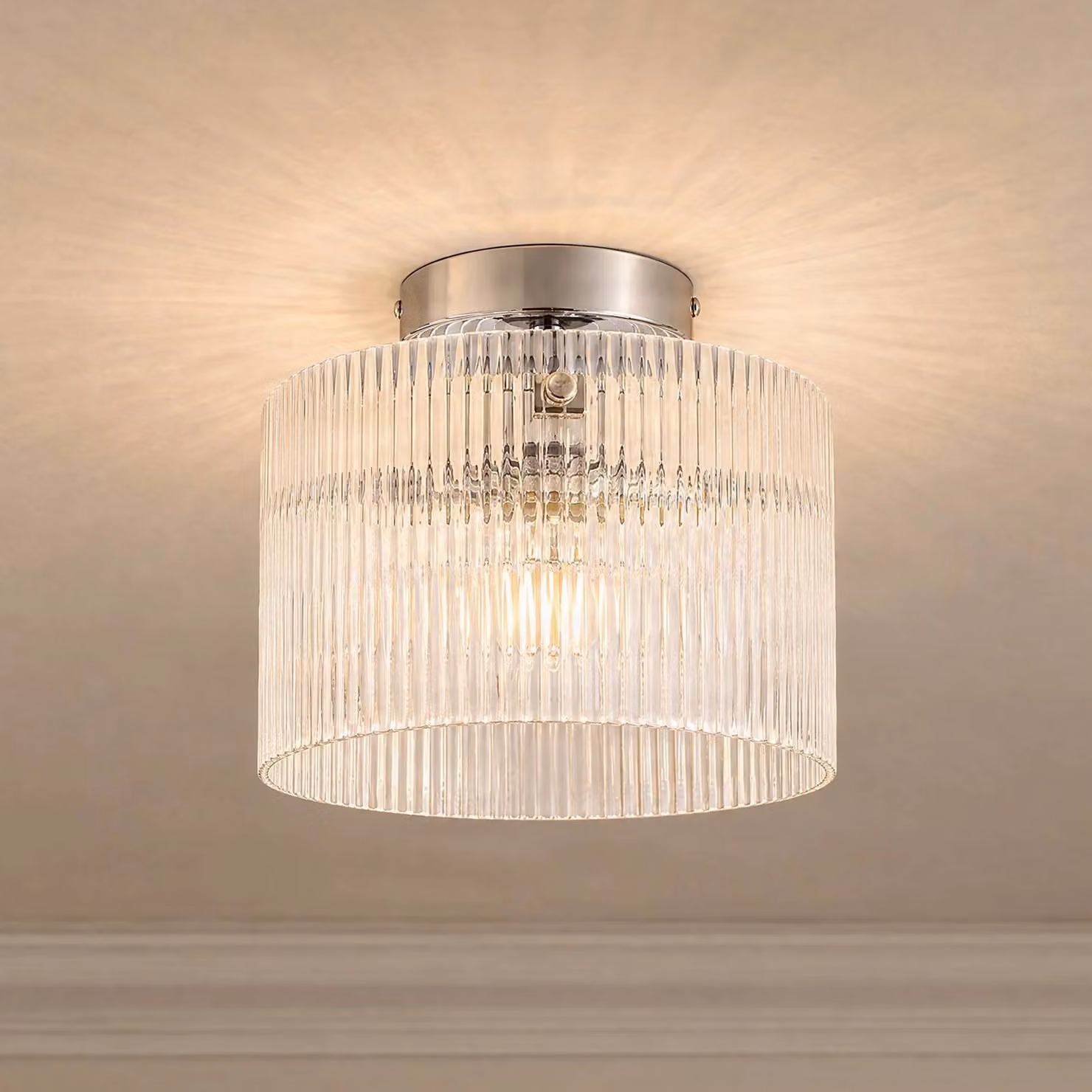 Plafoniera soffitto Meritt Lucande, dimmerabile, Chiaro / Trasparente, Soggiorno / Sala da pranzo, Vetro, Moderno, Plafoniera