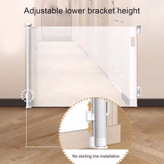 Cancello roll-up bianco per bambini e animali domestici, senza foratura, L: 140 cm, H: 83 cm