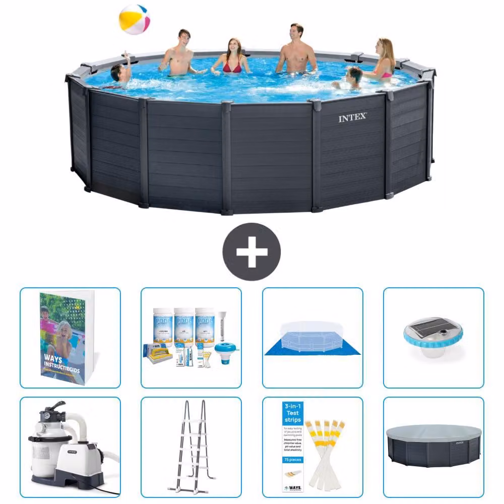 Pannello per piscina in grafite, modello Rund - 478x124 cm - composto da 7 elementi, codice S576