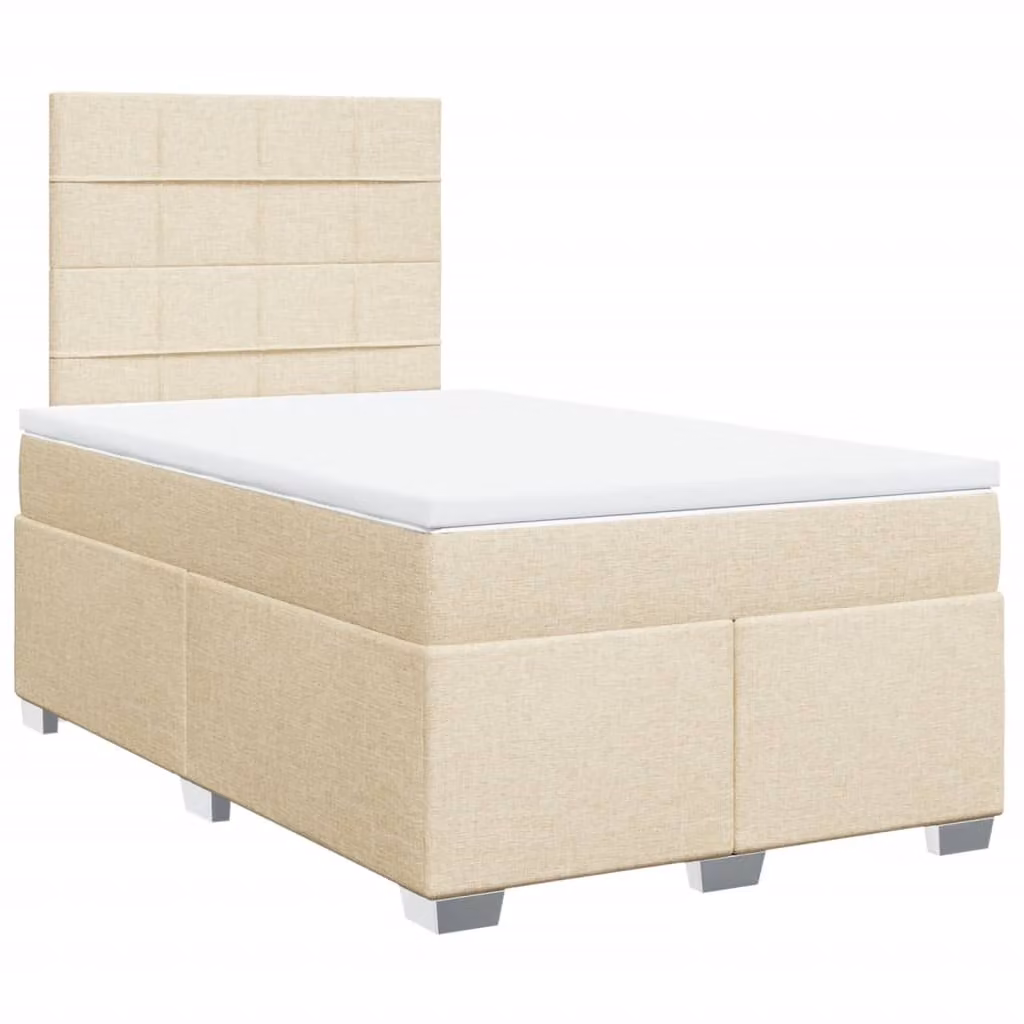 Giroletto a Molle con Materasso Crema 120x200 cm in Tessuto