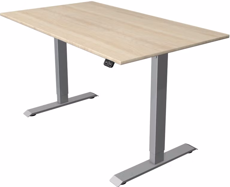 Tavolo da seduta/in piedi Move 1 regolabile elettricamente in altezza fino a 123 cm LxP 140x80 cm acero/argento