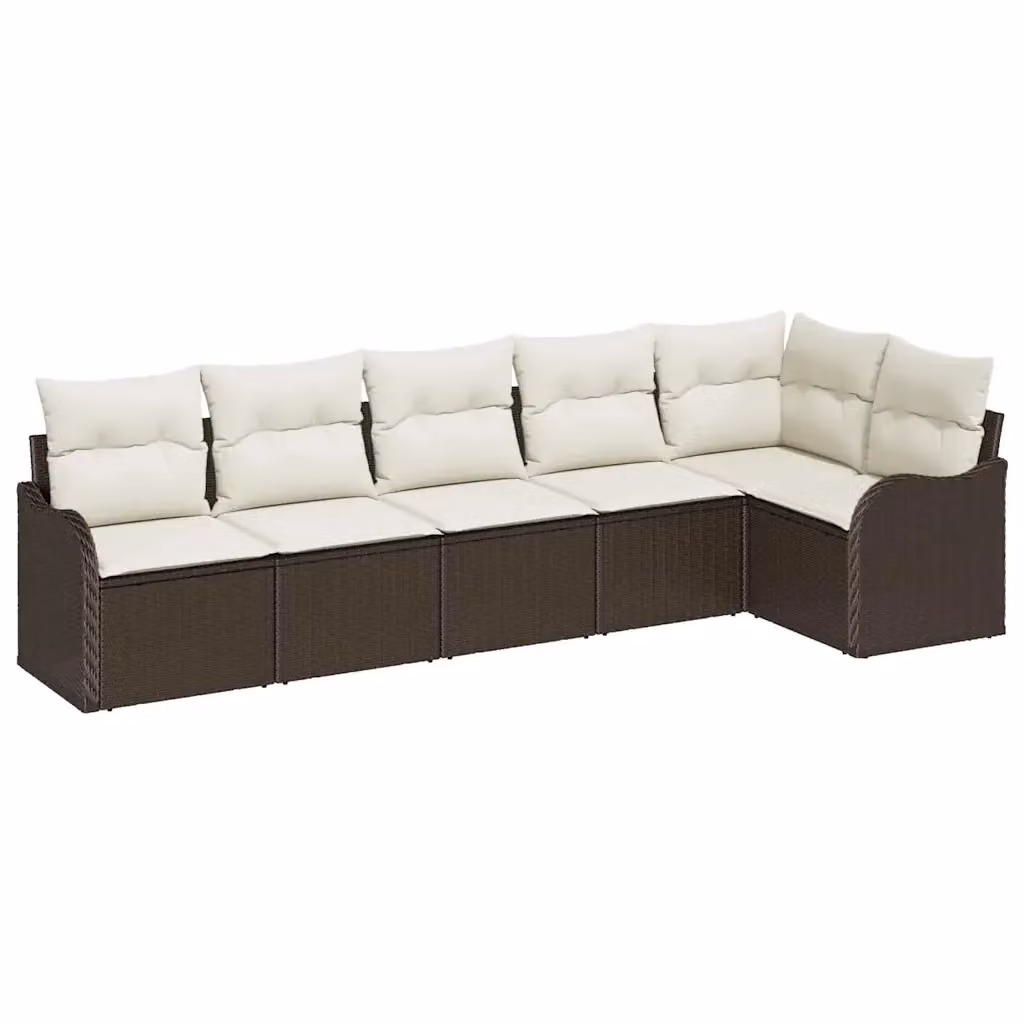 Set Divano da Giardino vidaXL 6 pz Marrone in Polyrattan con Cuscini e Struttura in Acciaio – 2