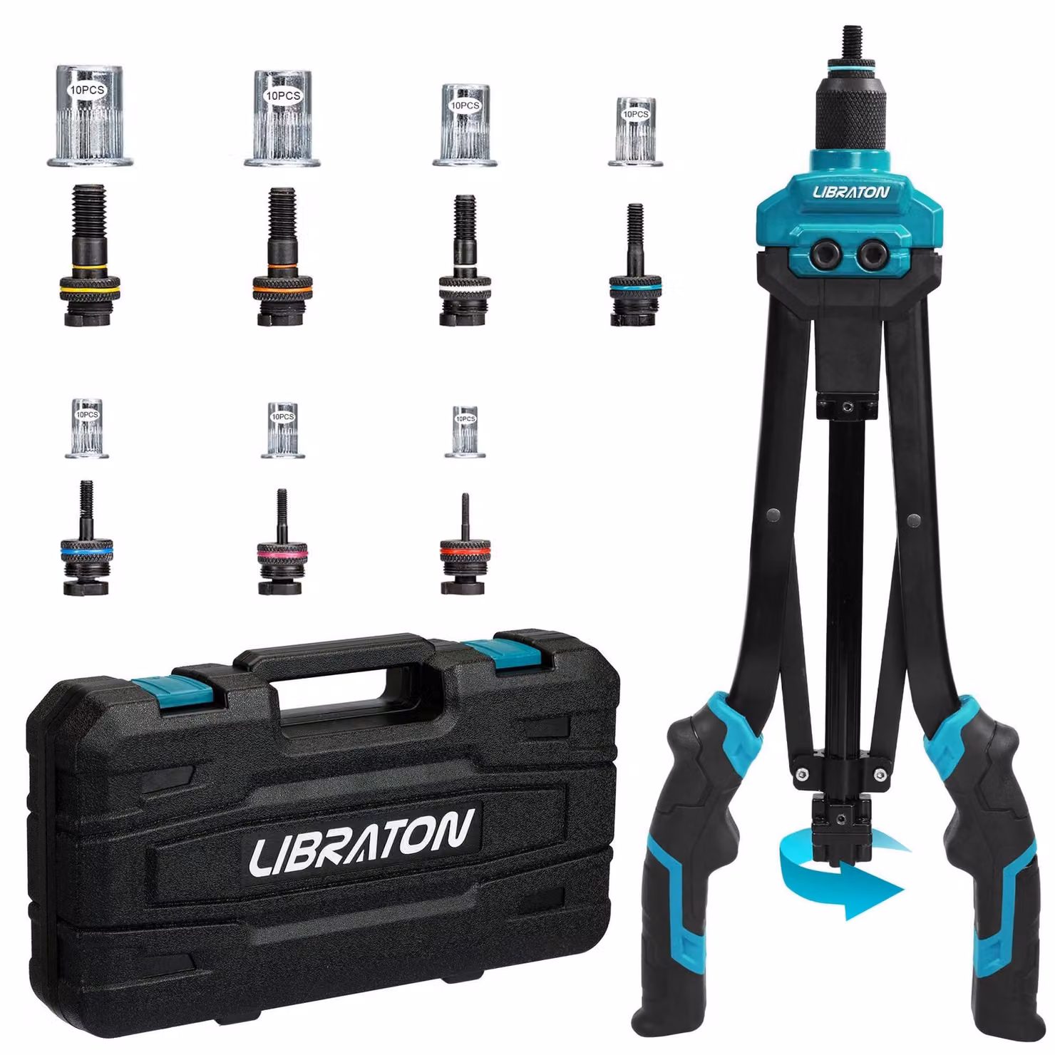 Kit di strumenti per l'applicazione di dadi ribadenti, completo di 70 dadi ribadenti