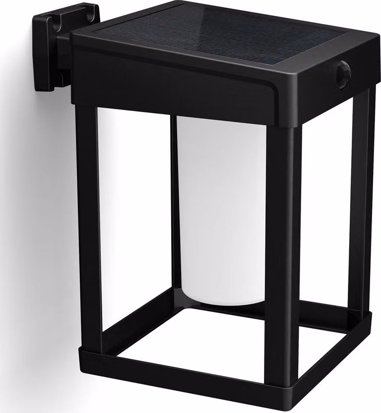 Illuminazione solare a LED a parete Philips 8720169263871 Camill IP44 250 lm 3000 K nero con sensore di movimento