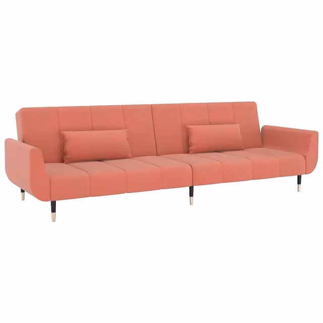 Divano letto | Sof¨¤ letto | Letto singolo a 2 Posti con 2 Cuscini Rosa in Velluto