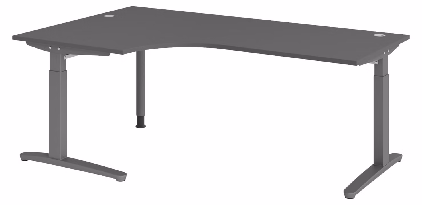 bümö Scrivania Serie-XB - Decorazione: grafite, struttura: grafite, dimensioni: scrivania angolare 200 x 120 cm