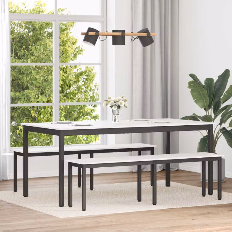 vidaXL Tavolo da pranzo rettangolare in pino massello bianco L: 180 cm, P: 90 cm, H: 75 cm
