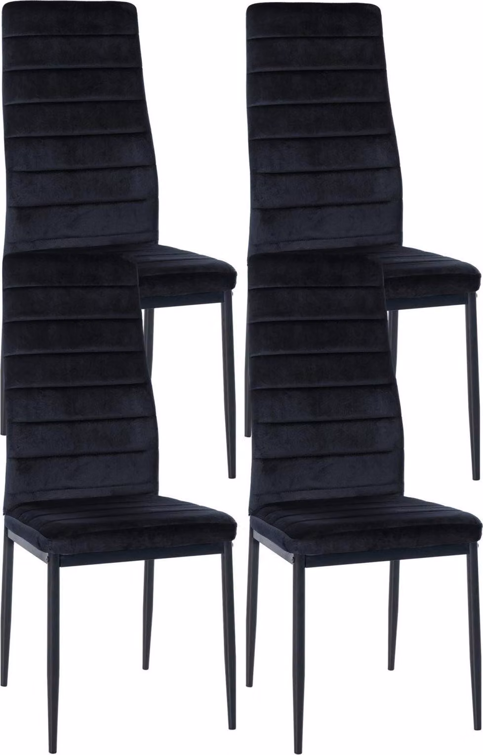 set di 4 sedie da pranzo - Set da sala da pranzo - comodo schienale alto, design moderno | Colore: Nero | Materiale: Morbido