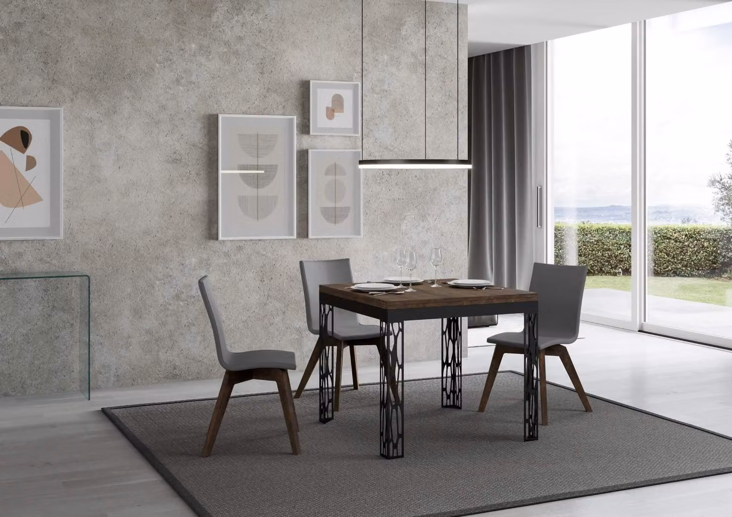 ITAMOBY - Tavolo apribile 90/180x90 cm Ghibli Libra noce telaio antracite