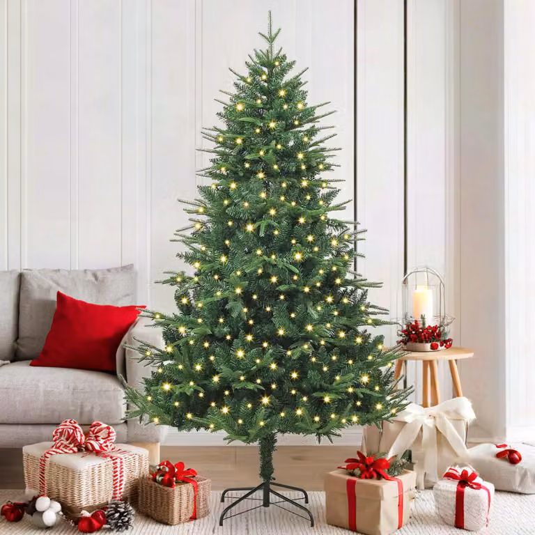 vidaXL Albero di Natale artificiale preilluminato 300 LED Bianco caldo