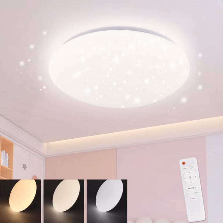 ZMH LED plafoniera bianca camera da letto dimmerabile con telecomando 37W cielo stellato rotonda per soggiorno camera dei bambini cucina corridoio