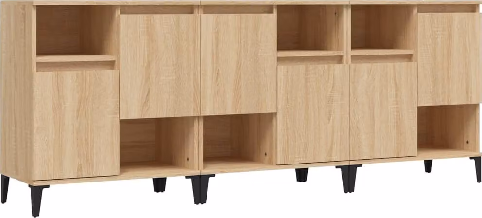 Credenze 3pz Rovere Sonoma 60x35x70 cm in Legno Multistrato
