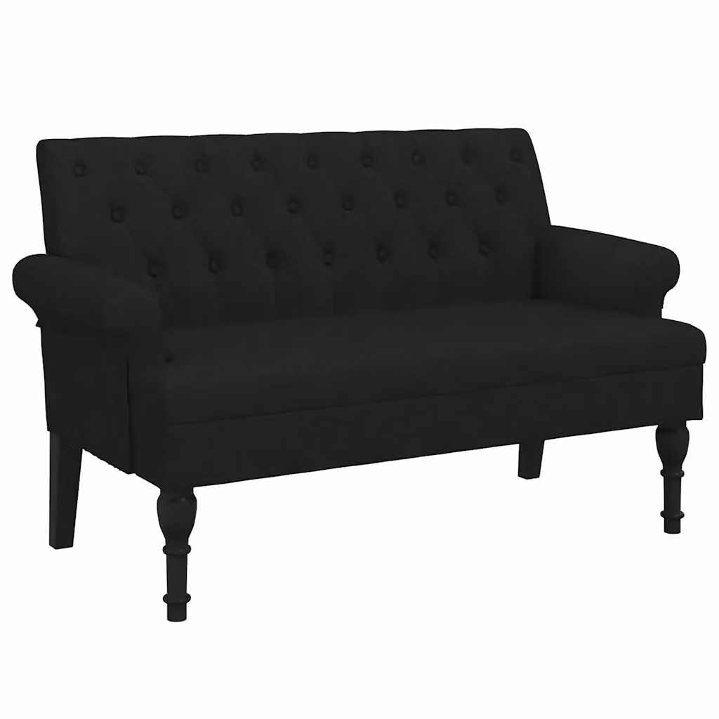 Panca con schienale vidaXL in tessuto nero con struttura in legno e MDF L/P/H: 120 x 62 x 75,5 cm – 2