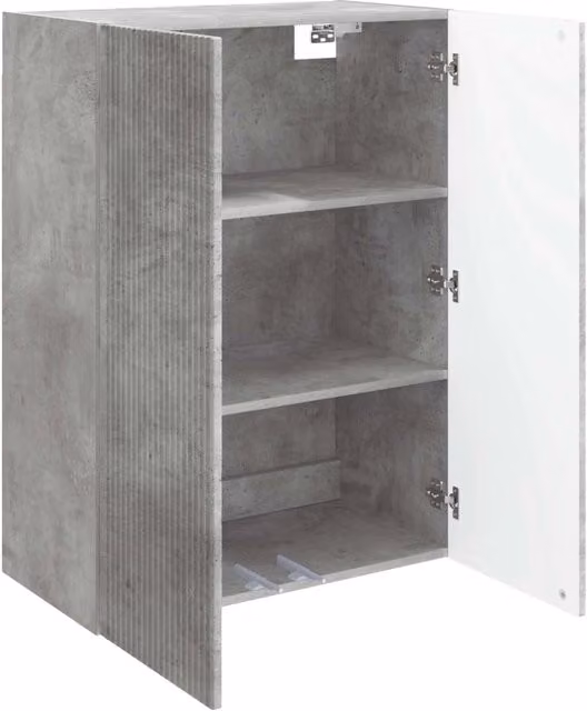 Armadietto a muro DESIGN IN in legno grigio opaco con ripiani interni e illuminazione integrata L/P/H: 66 x 34,5 x 90 cm