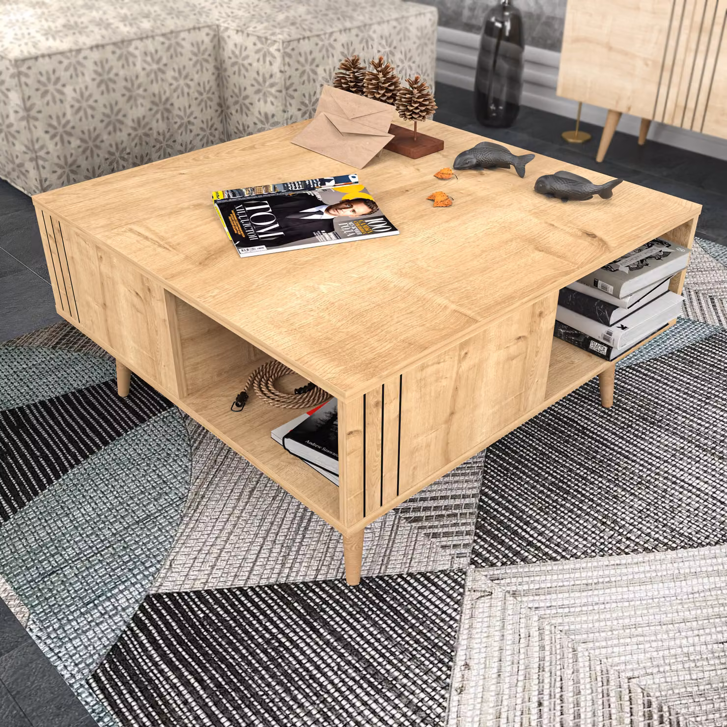 Skye Decor, Ronas - Oak, tavolini da salotto, rovere, 89,6 x 46,5 x 89,6 cm