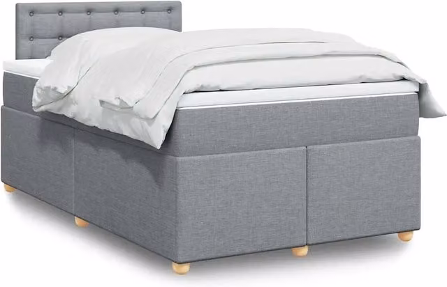 Letto Ibrido con Materasso vidaXL in Legno di Pino e Tessuto Grigio e Bianco L/P: 120 x 200 cm