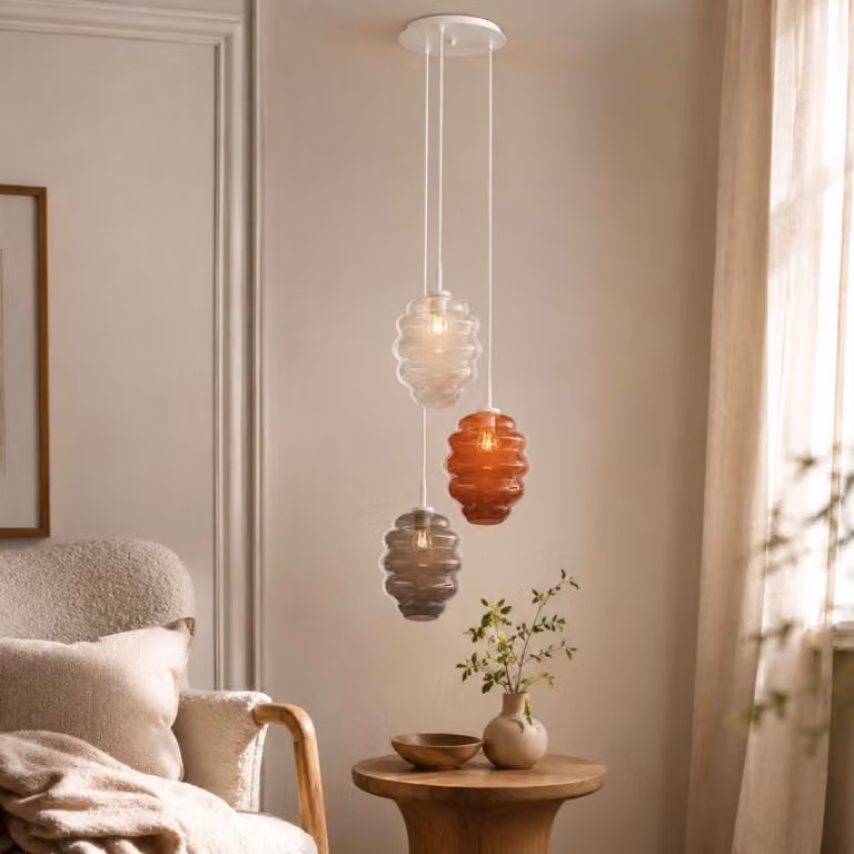 s.luce Echos gallery light 3 luci Ø 40cm baldacchino Ø 25cm marrone 3 luci ovali, allungate