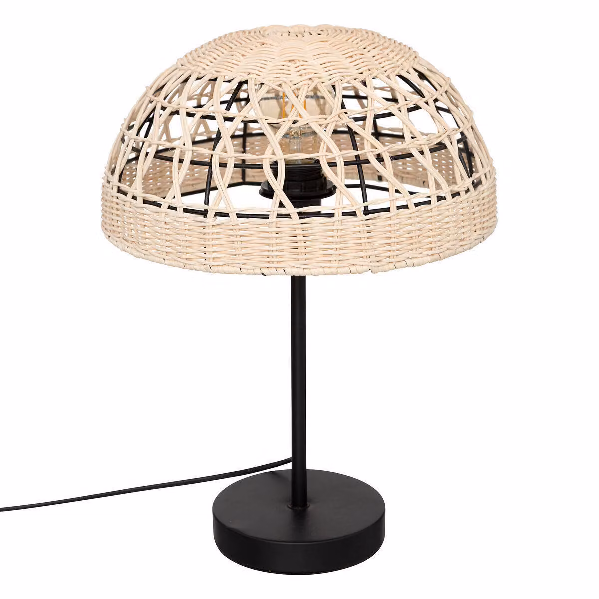 Lampada da tavolo RORY, paralume intrecciato, H 41,5 cm