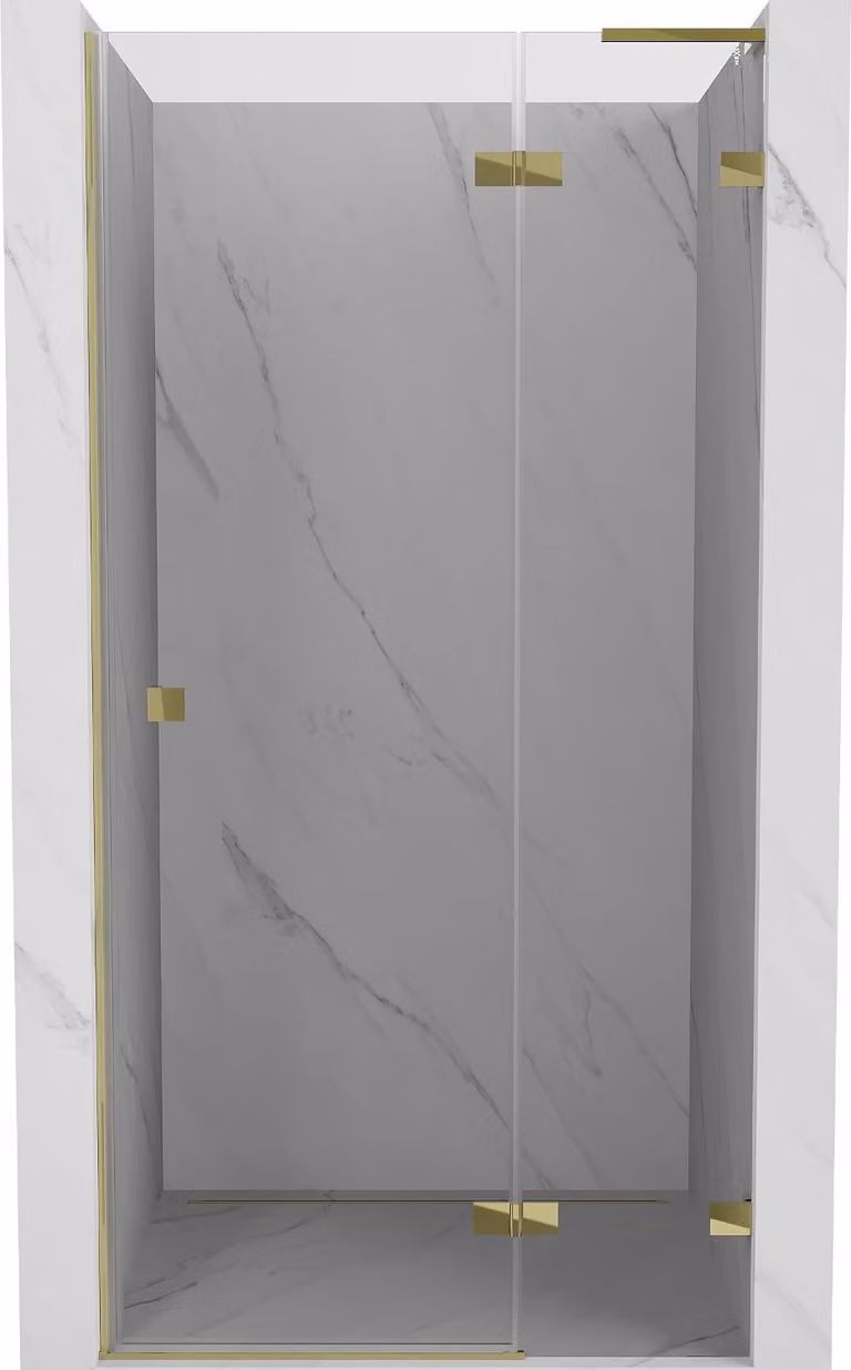 Mexen Lunar L porta doccia a battente destra 75 cm, trasparente, oro - 834L-075-000-50-00-P