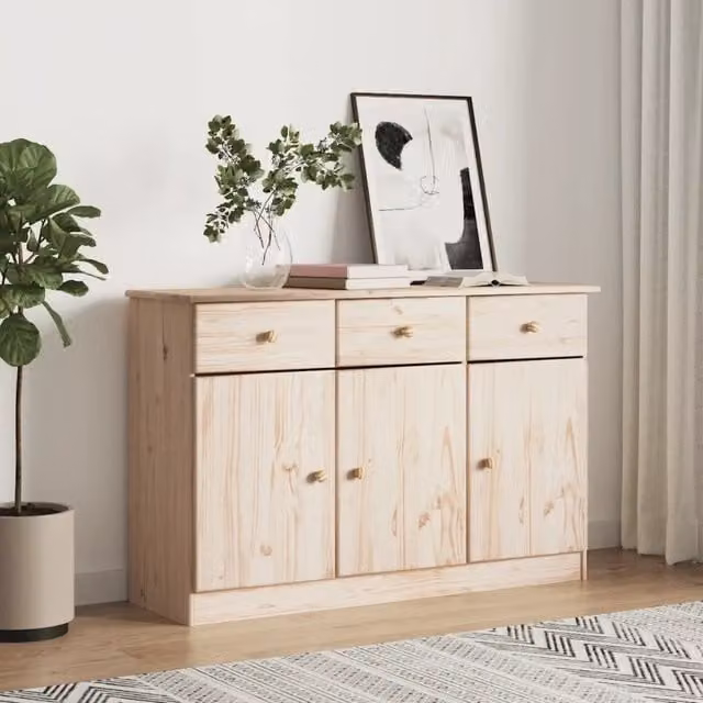 Credenza-Buffet-Armadio da cucina ALTA 112x35x73 cm in Legno Massello di Pino