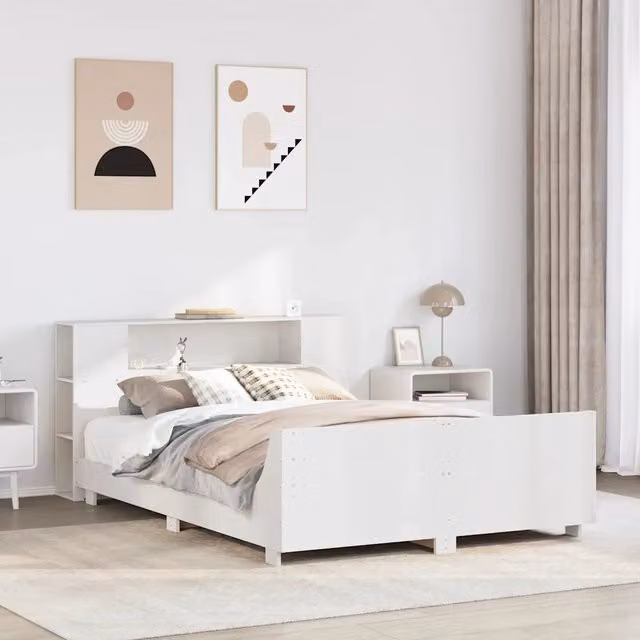 Giroletto senza Materasso Bianco 160x200 cm Legno Massello Pino 3323645