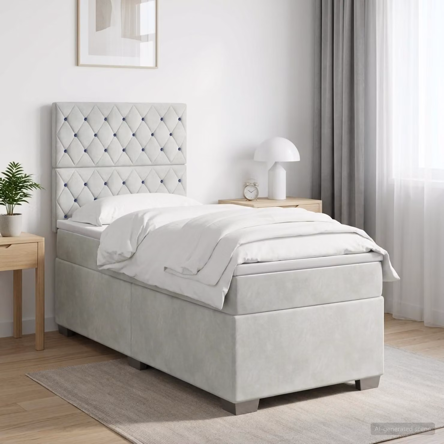 Maison Exclusive - Letto boxspring con materasso grigio chiaro 100 x 200 cm velluto