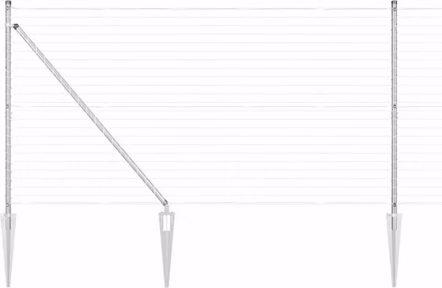 Recinzione da giardino in acciaio argentato con design round, L: 10 m, H: 1,4 m – 1