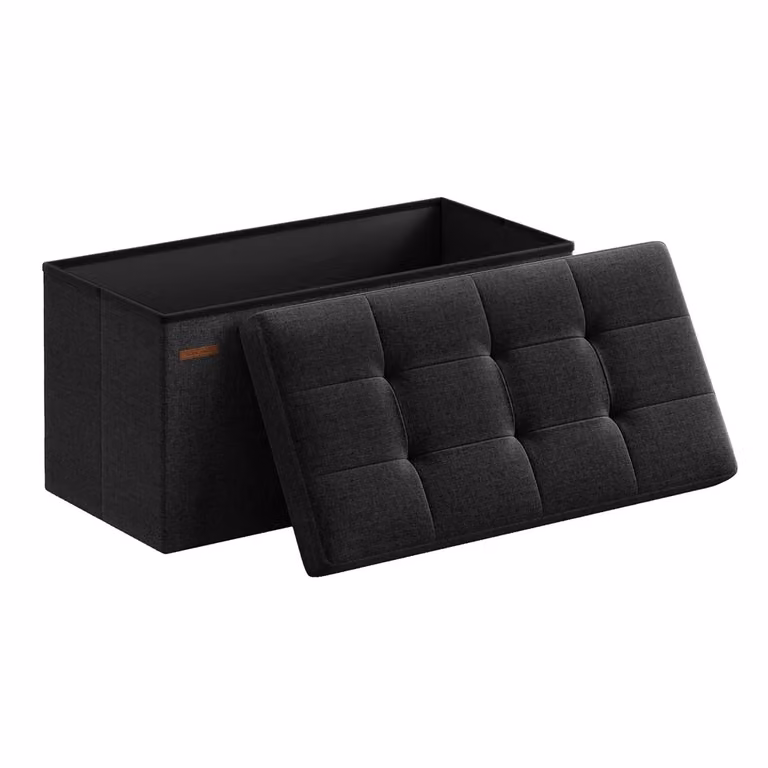 Panca Portaoggetti Pieghevole, Nero / 38 x 76 x 38 cm